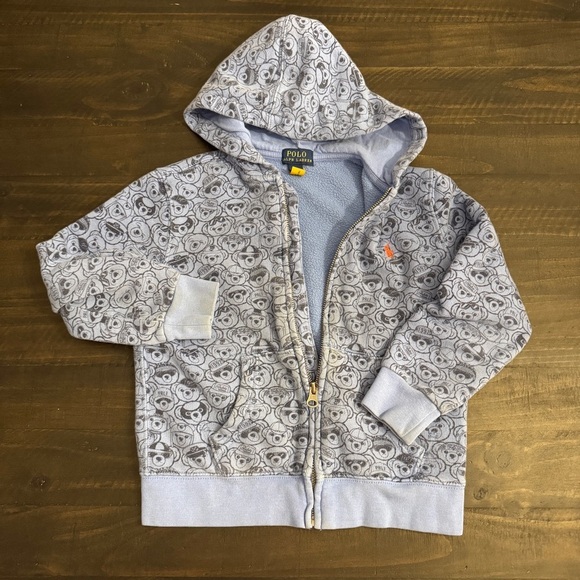 Polo Ralph Lauren Kids Bear Print Hoodie Size 6 - Pre-Owned Good Condition - Picture 2 of 5